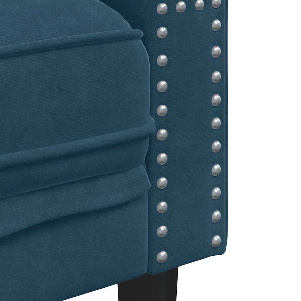 3-tlg. Chesterfield-Sofa-Set mit Nackenrollen Hellgrau Samt