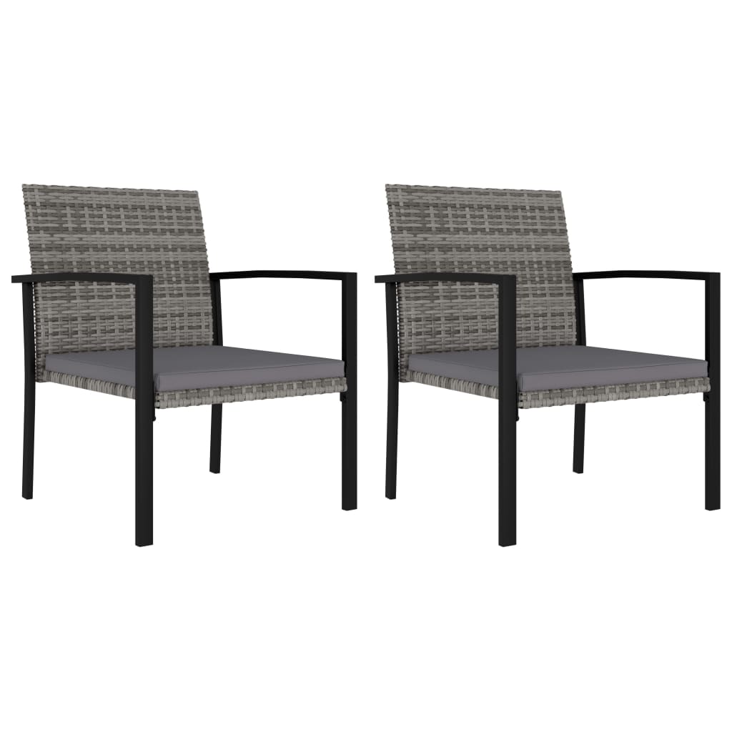 Garten-Essstühle 2 Stk. Poly Rattan Schwarz
