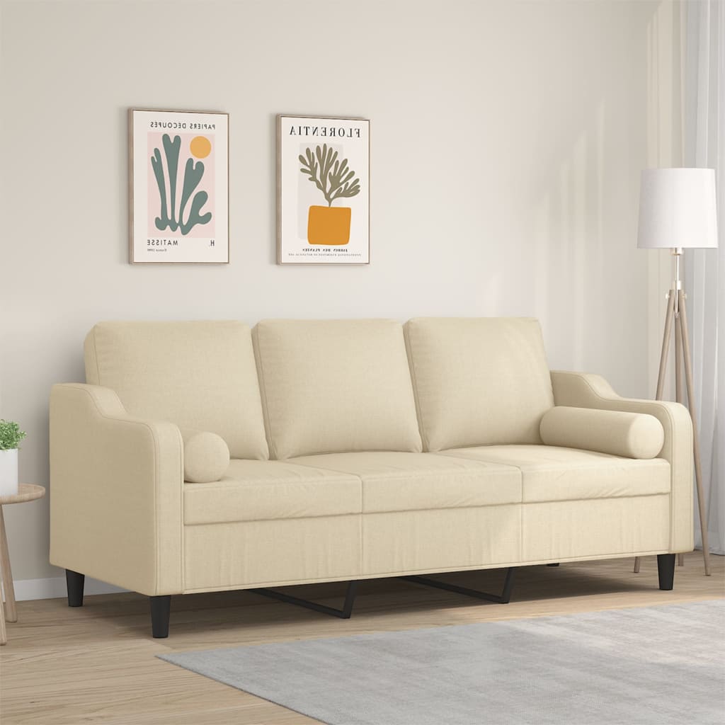 2-Sitzer-Sofa mit Zierkissen Braun 120 cm Stoff