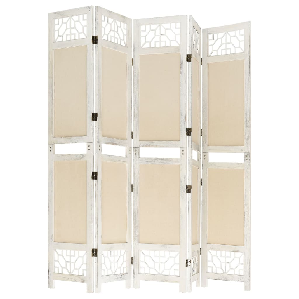 4-tlg. Raumteiler Creme 140x165 cm Stoff