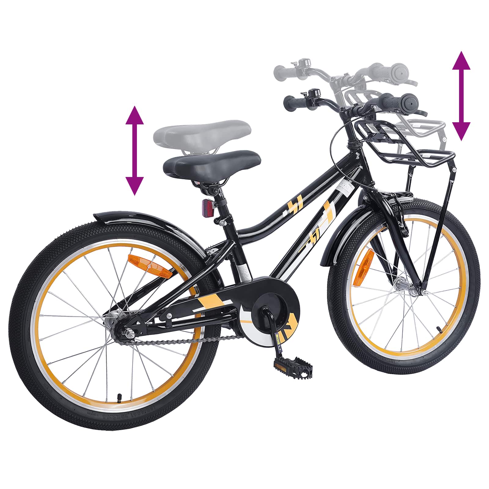 Kinderfahrrad 12 Zoll für 2-4 Jahre alt Orange Schwarz