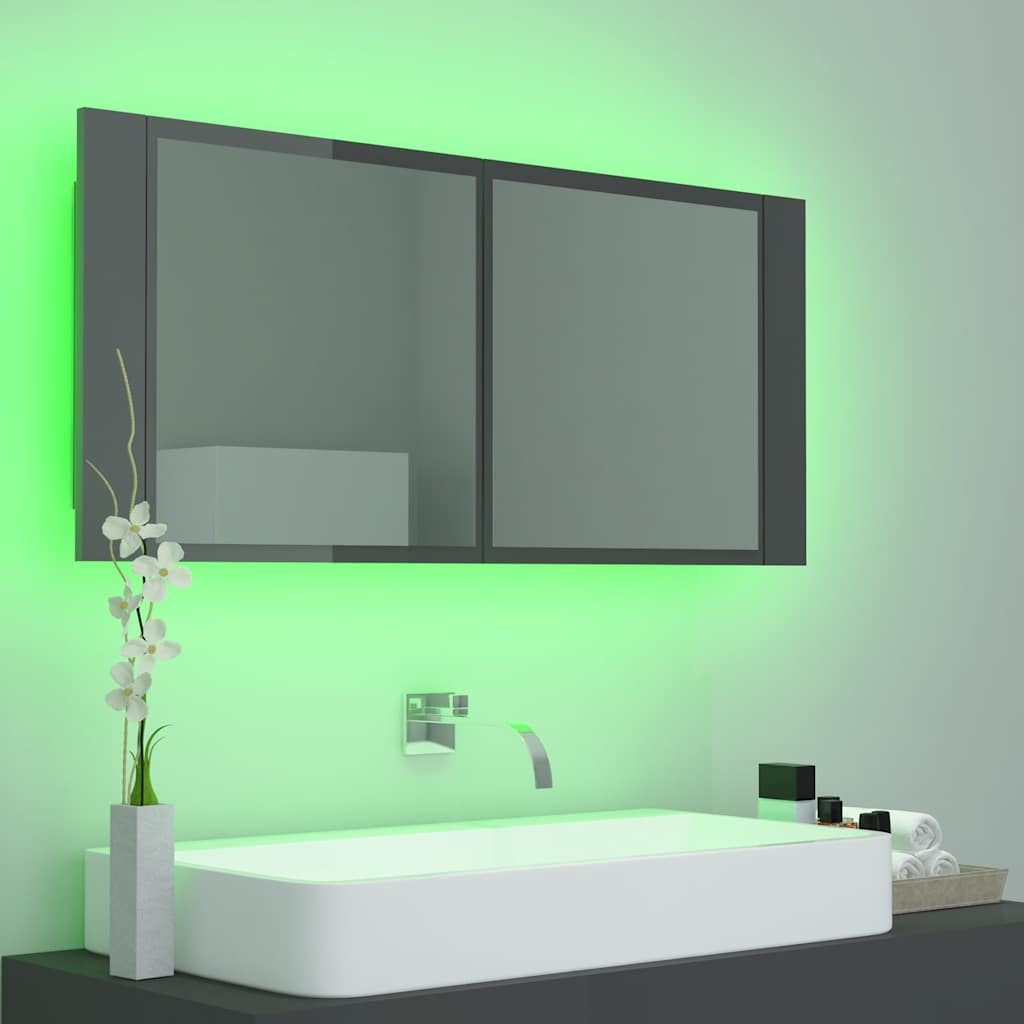 LED-Bad-Spiegelschrank Weiß 100x12x45 cm Acryl