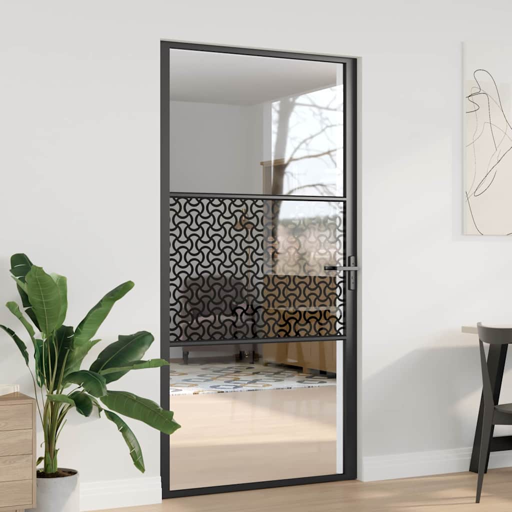 Innentür ESG Glas und Aluminium 76x201,5 cm Schwarz