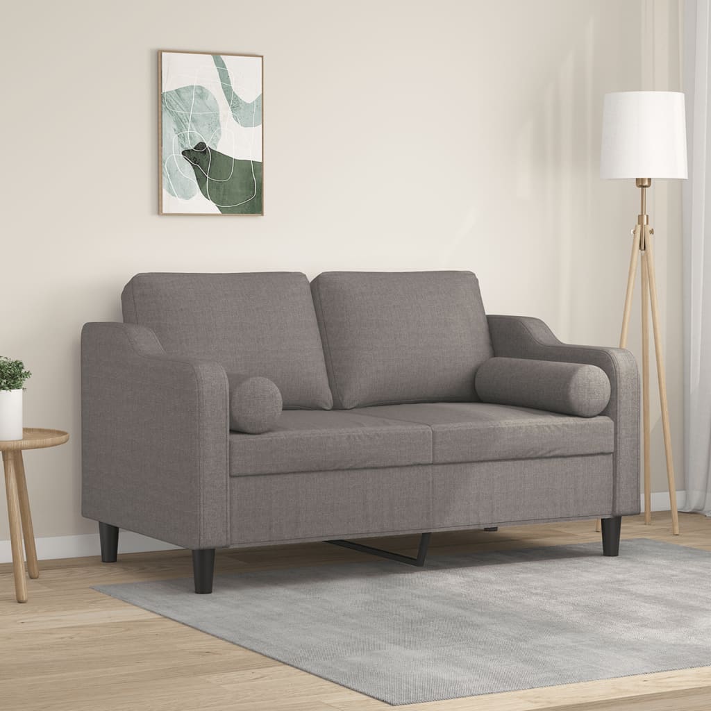 2-Sitzer-Sofa mit Zierkissen Braun 120 cm Stoff