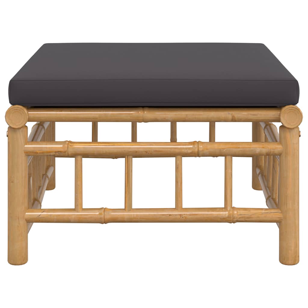 3-tlg. Garten-Lounge-Set mit Kissen Creme Bambus