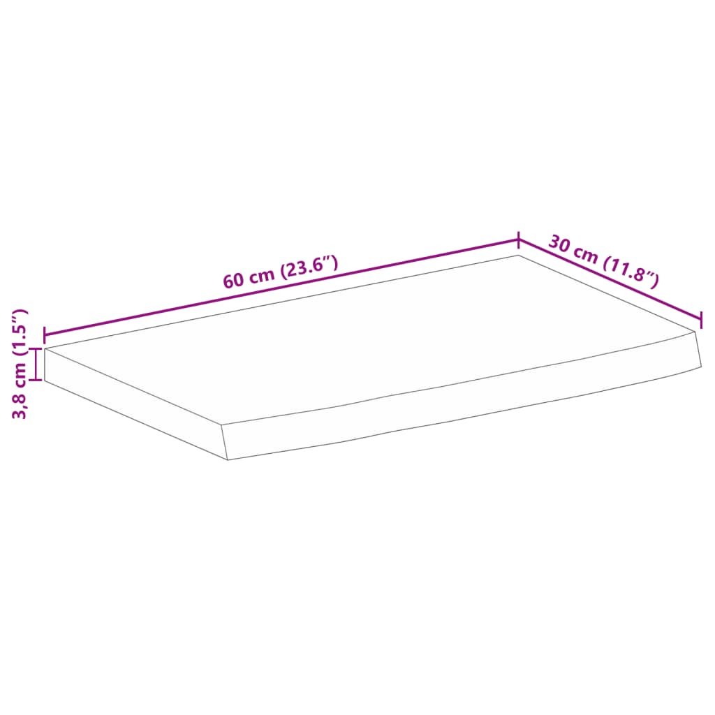 Wandregal 40x20x2,5 cm Rechteckig Massivholz Akazie Baumkante