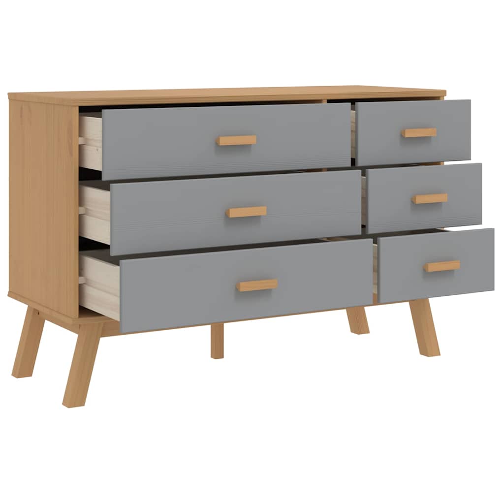Schubladenschrank OLDEN Braun Massivholz Kiefer