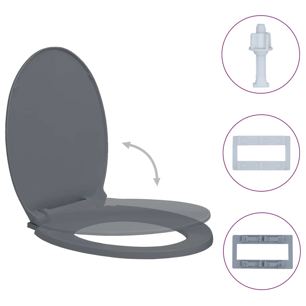 Toilettensitz mit Absenkautomatik Hellgrau Oval