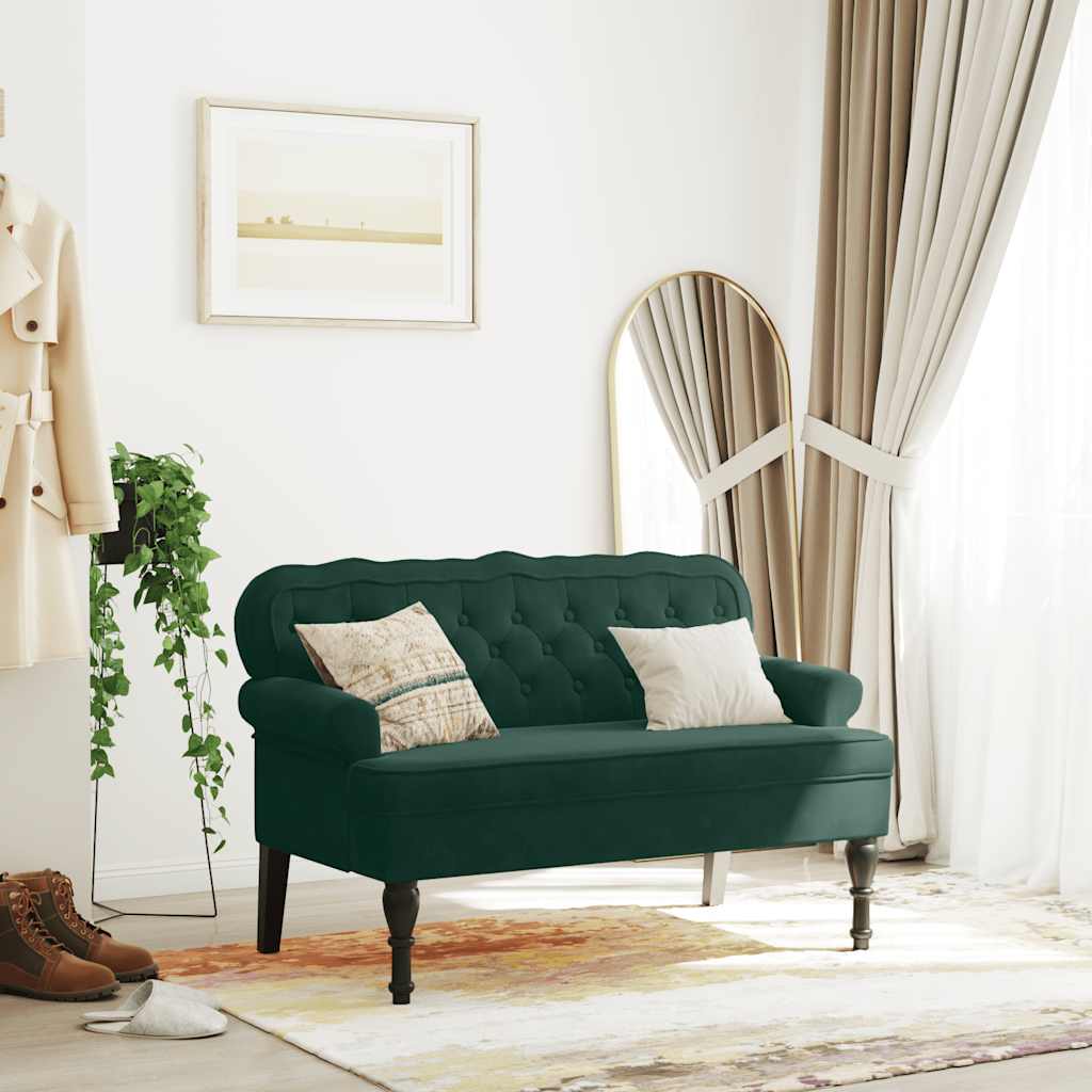 Sitzbank mit Rückenlehne Dunkelgrau 119,5x64,5x75 cm Samt