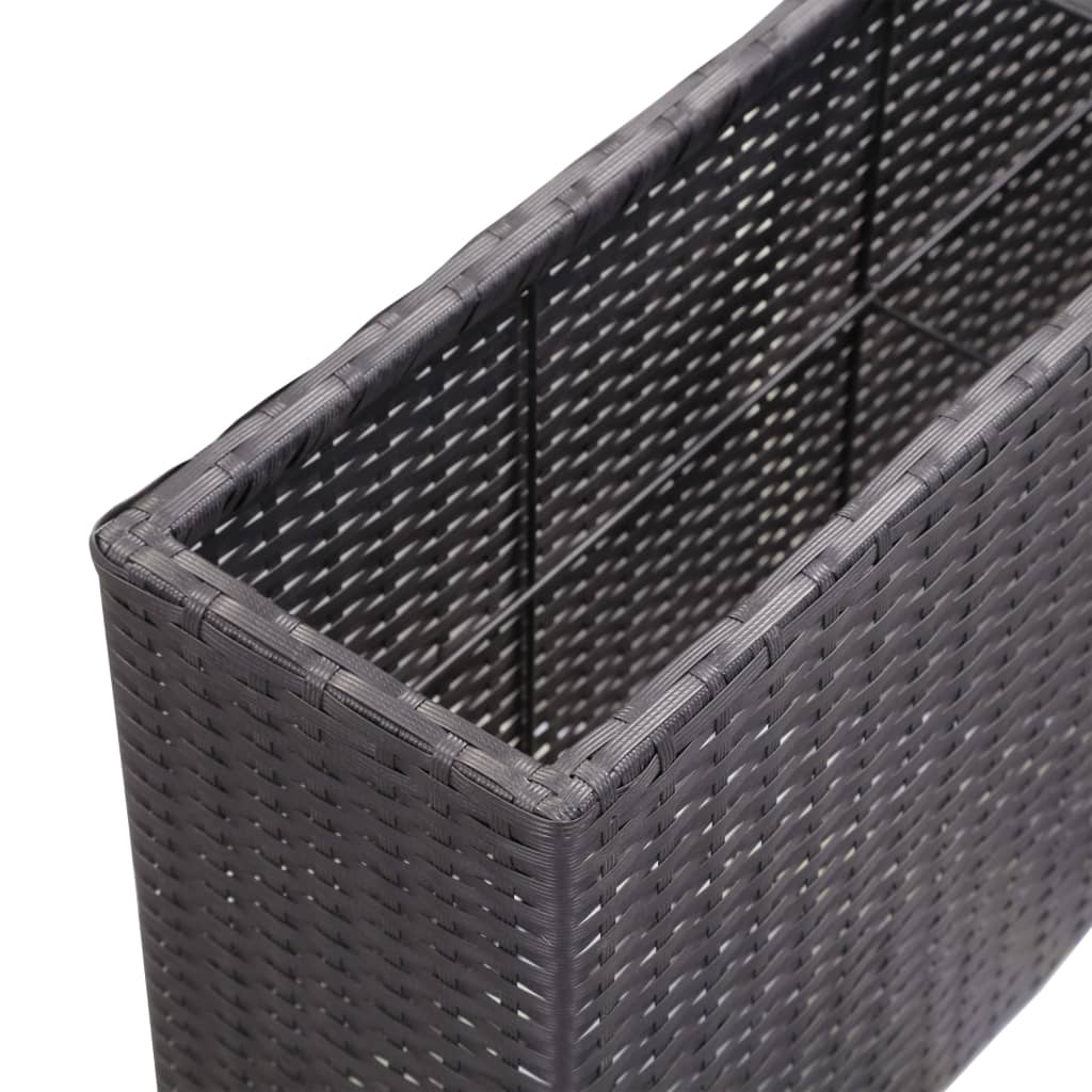 Garten-Hochbeet mit 2 Töpfen 90x20x40cm Poly Rattan Schwarz