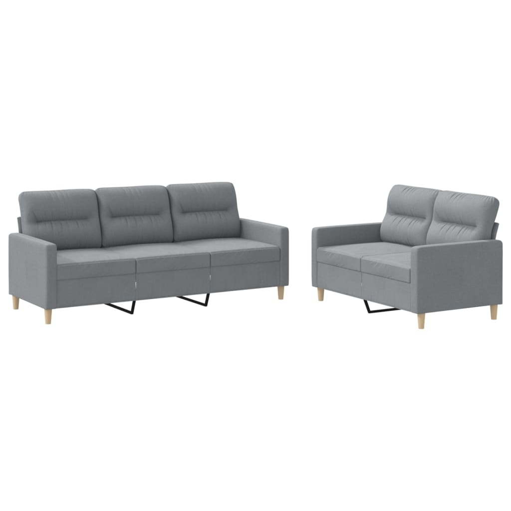 3-tlg. Sofagarnitur mit Kissen Taupe Stoff