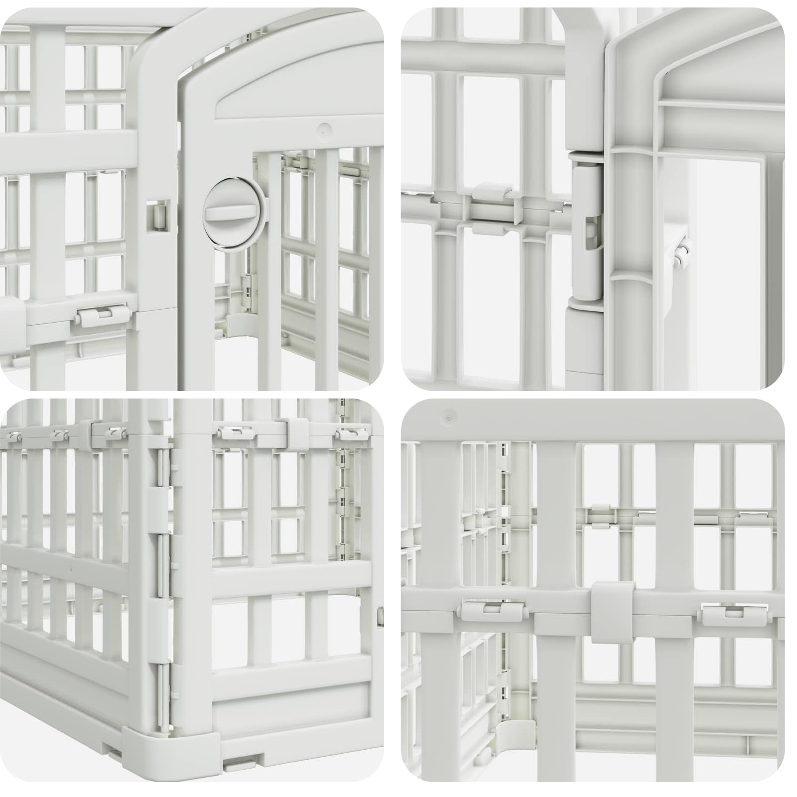 4-Panel Hundelaufstall 60 x 60 x 38 cm Kunststoff Weiß Klappbar