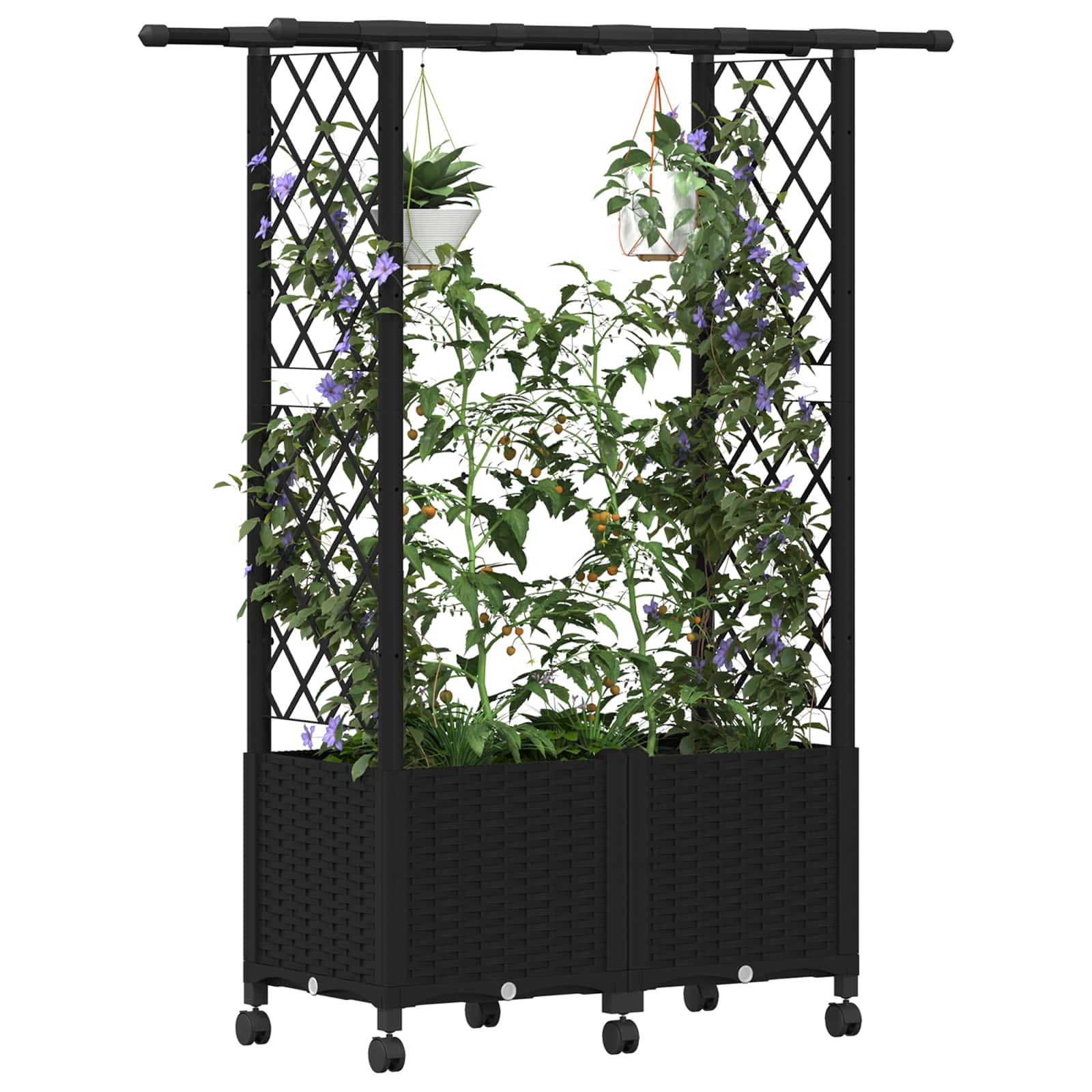 Hochbeet mit Rankgitter und Dach Braun 124 x 40 x 123 cm PP