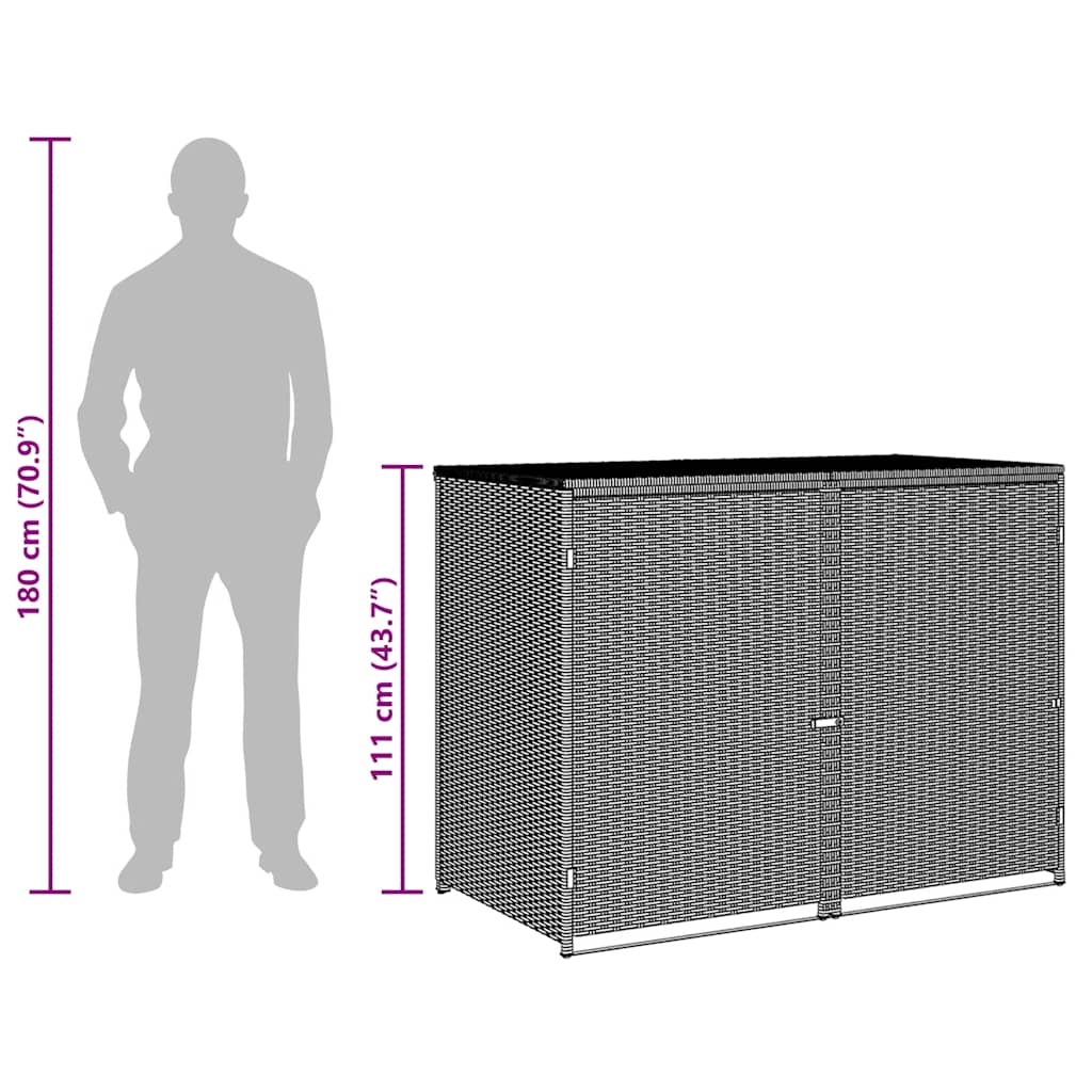Mülltonnenbox für 2 Tonnen Poly Rattan Schwarz 148x80x111 cm