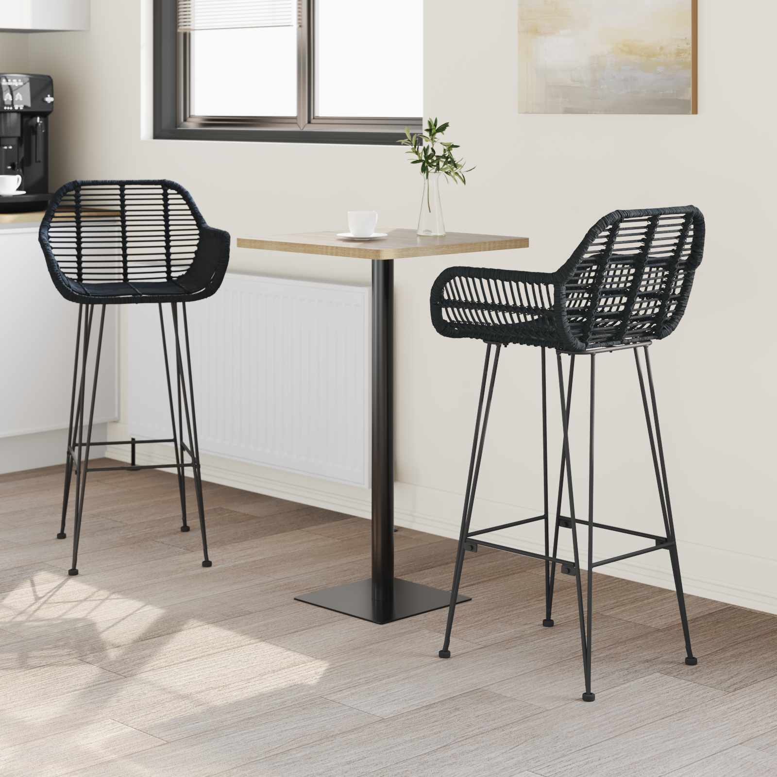 Barstuhl 2 pcs 55 x 52 x 92 cm Rattan und Eisen