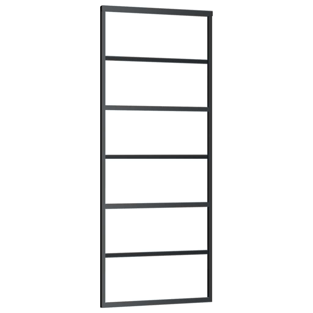 Schiebetür 3-teilig ESG-Glas und Aluminium 76x205 cm Schwarz