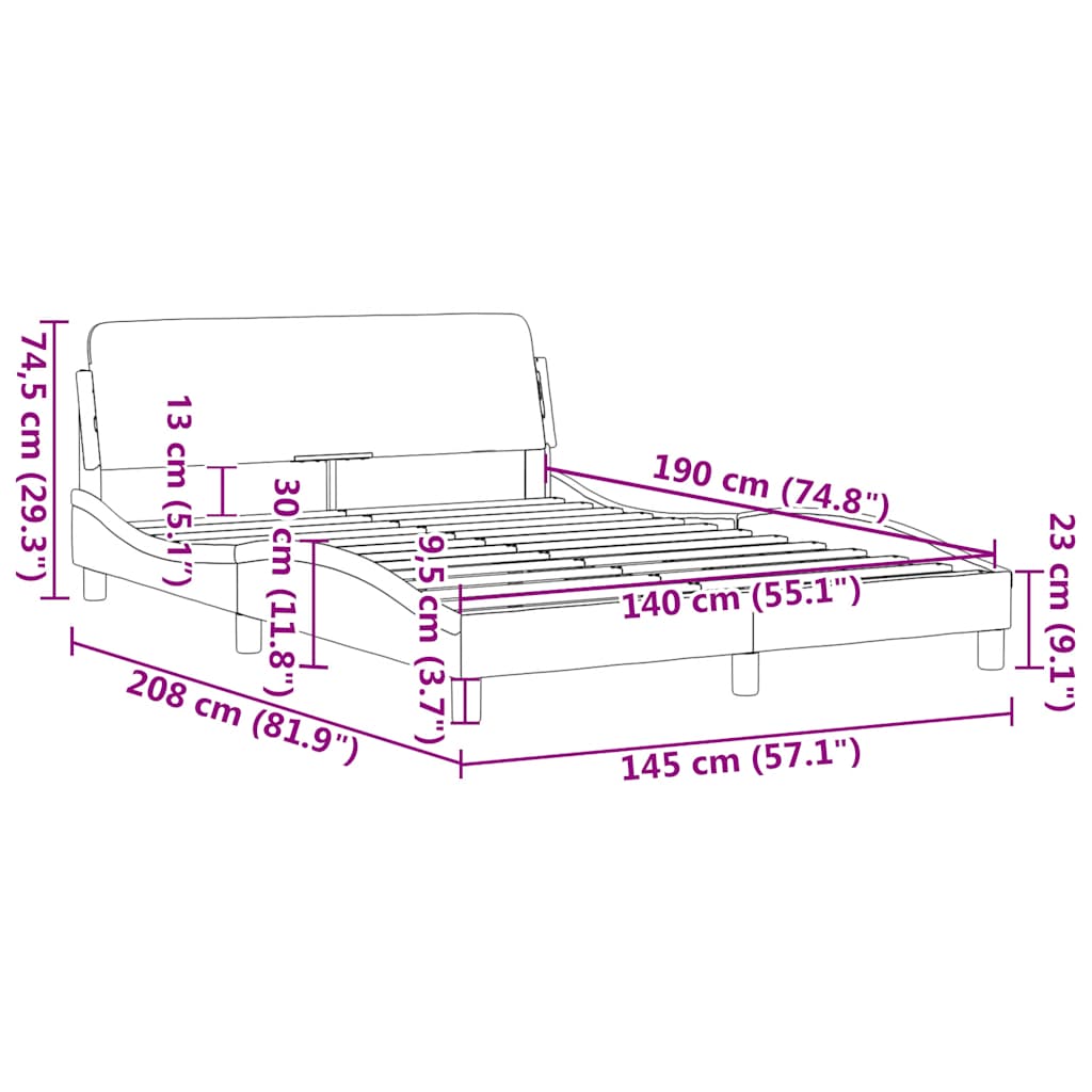 Bettgestell "Dover" Schwarz 80x200 cm Kunstleder