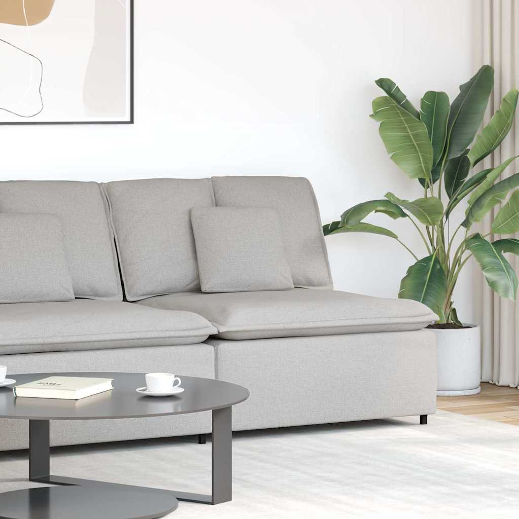 Modulares Sofa Endmodul mit Armlehne Kissen Hellgrau 100 cm