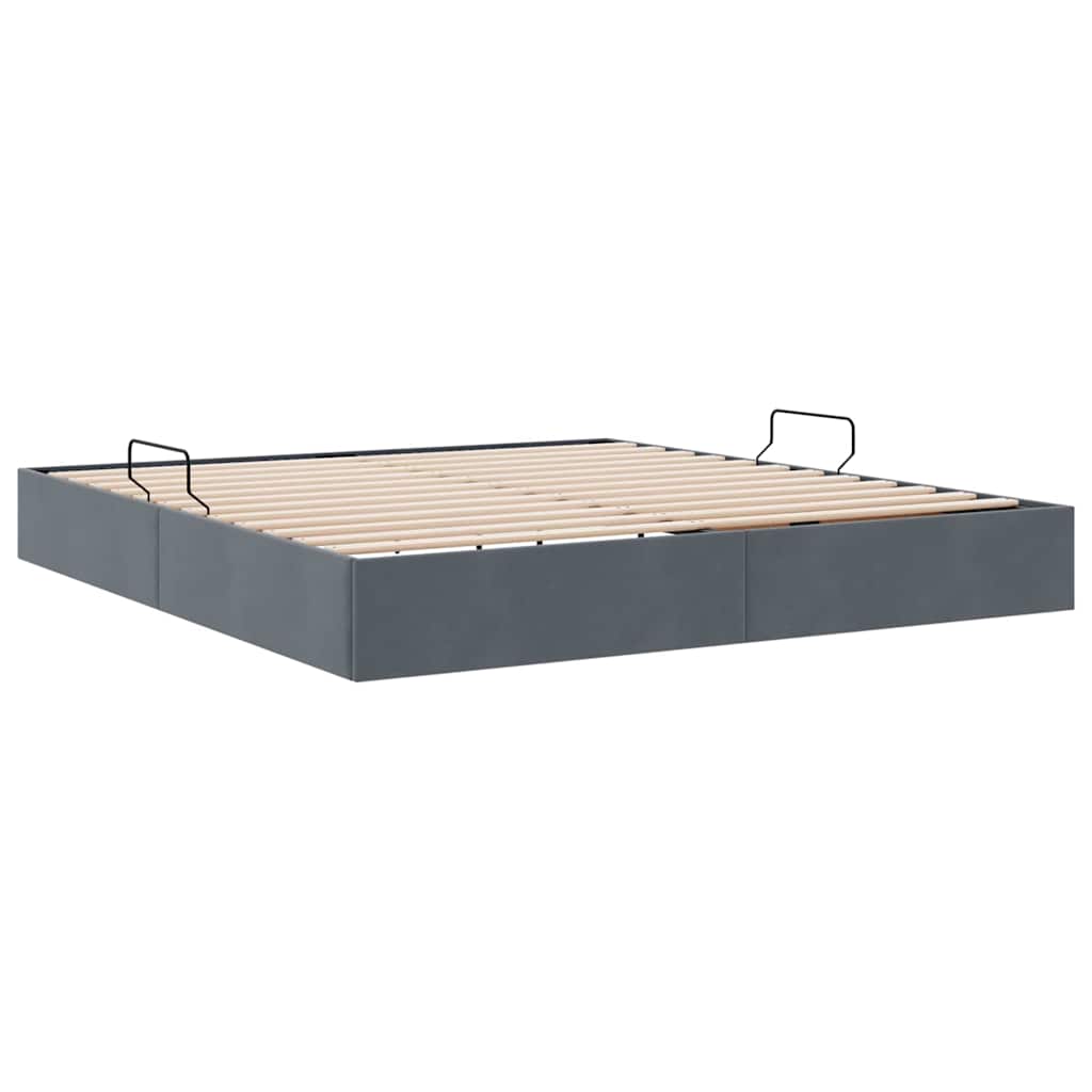 Aufbewahrungsbett mit Kopfteil Dunkelgrau 90 x 190 cm Samt