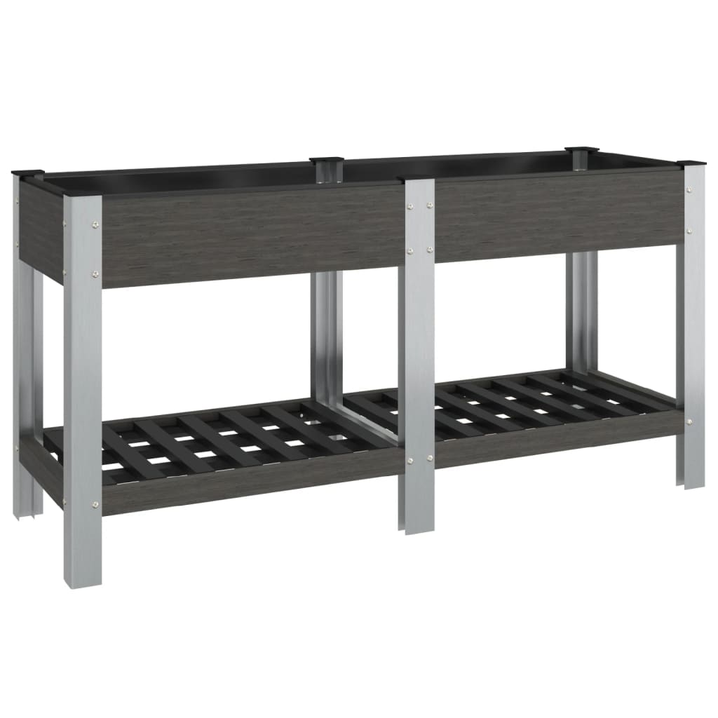 Garten-Hochbeet mit Ablage 50x50x90 cm WPC Grau