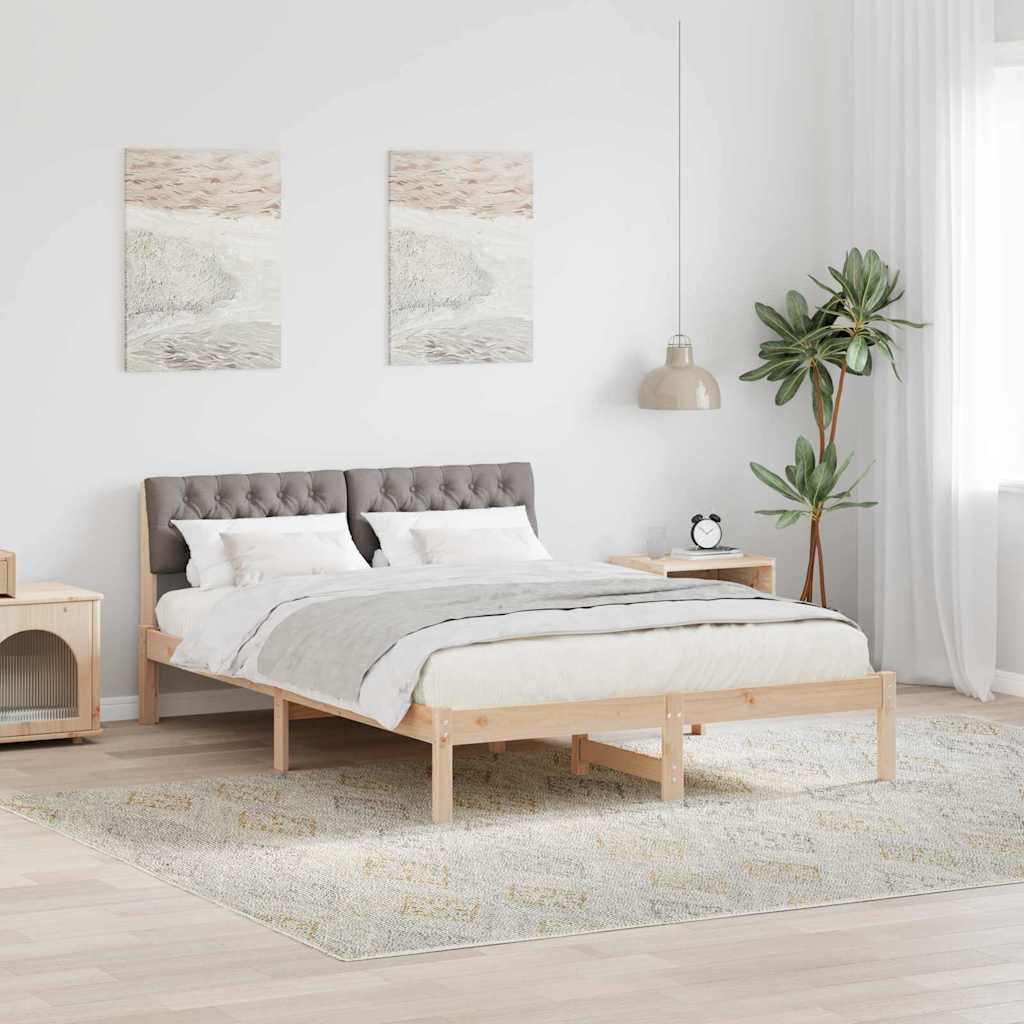Bettgestell Braun und hellgrau 200 x 200 cm Massivholz Kiefer