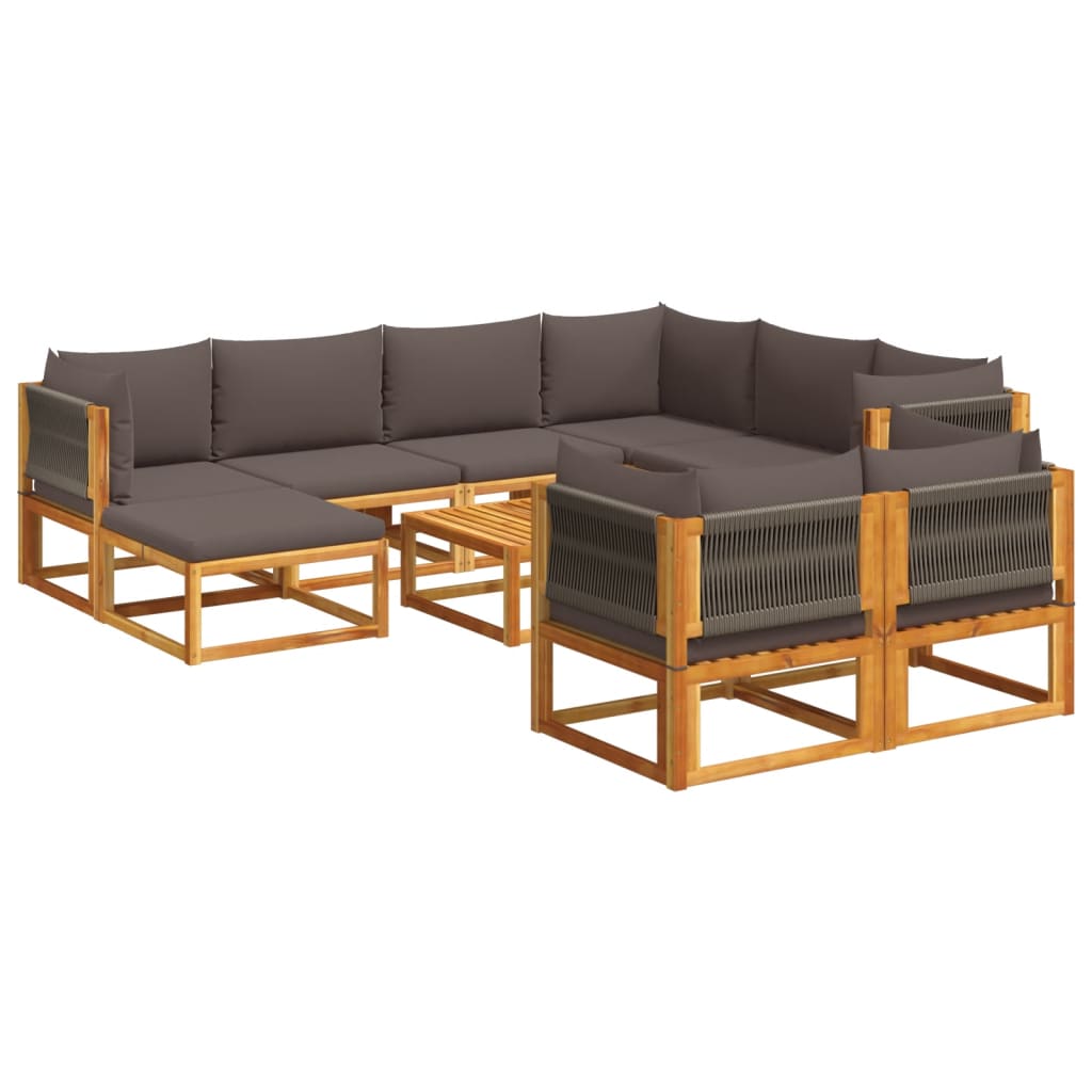 6-tlg. Gartensofa-Set mit Kissen Holz Akazie & Seil