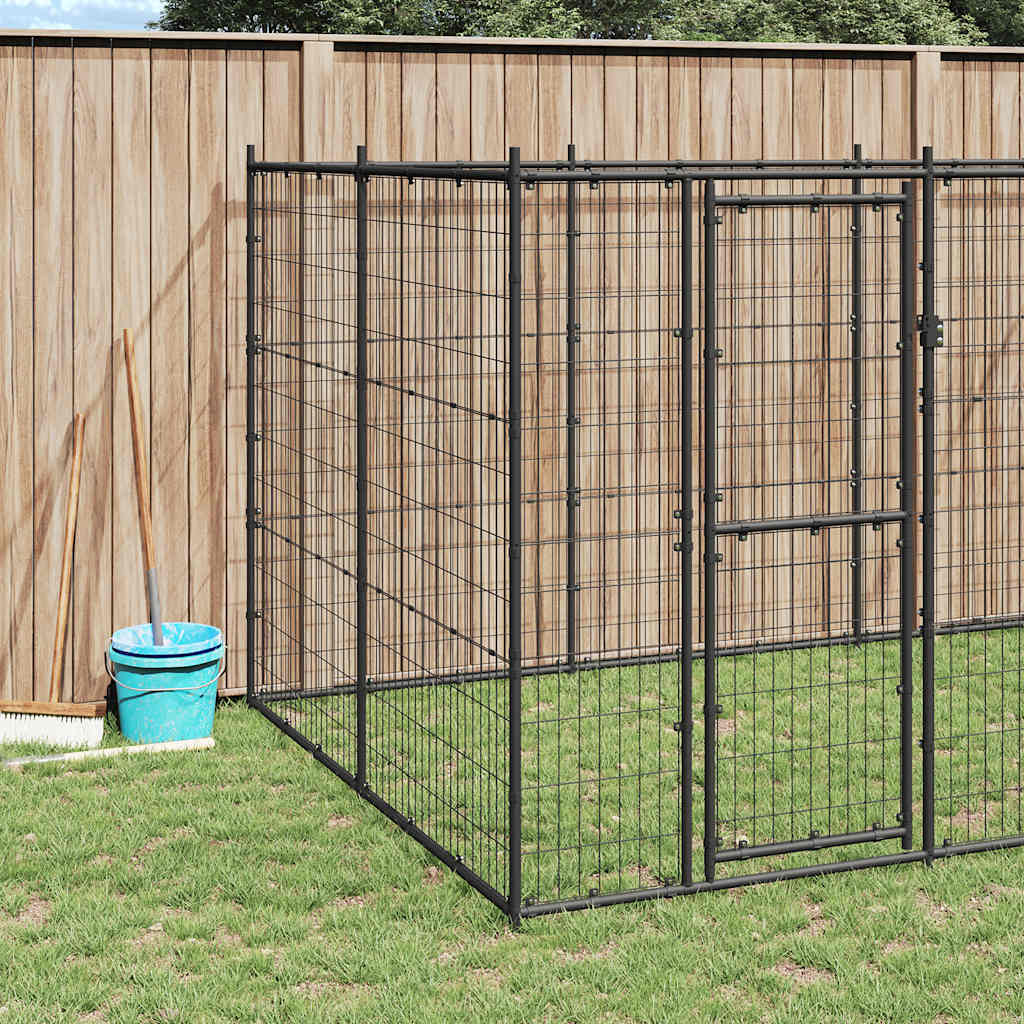 Outdoor-Hundezwinger mit Überdachung Stahl 7,26 m²