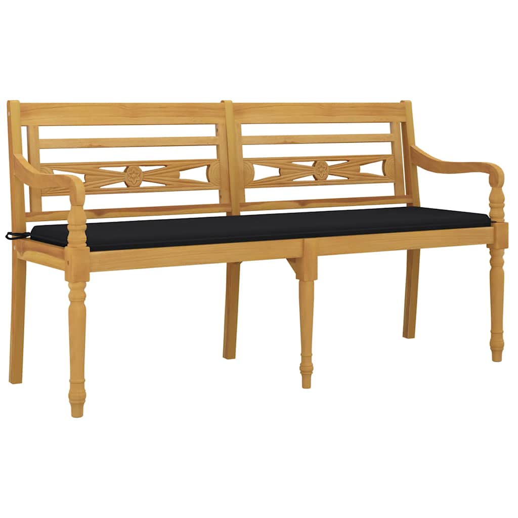 Batavia-Gartenbank mit Anthrazit Kissen 120 cm Teak Massivholz