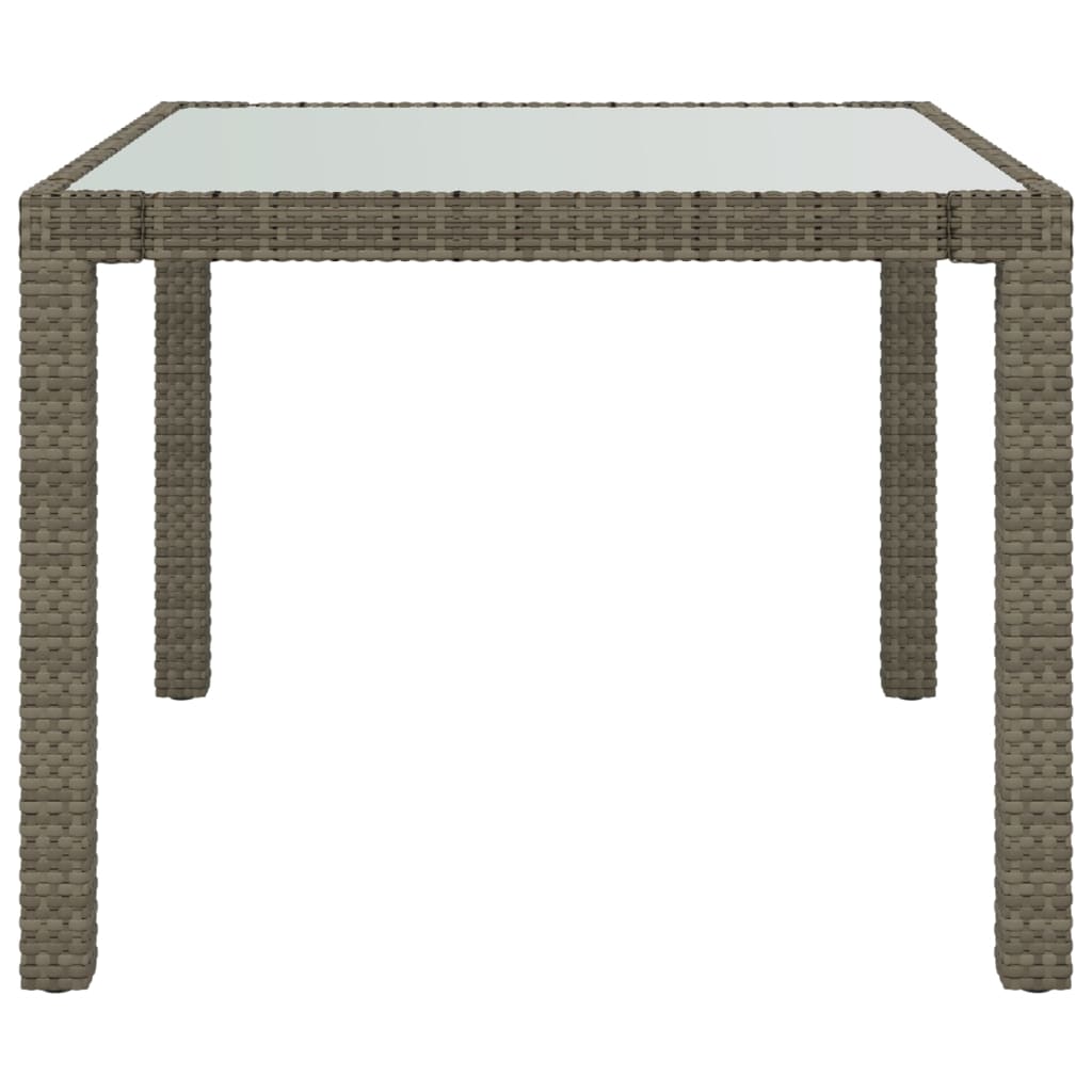 Gartentisch 150x90x75 cm Hartglas und Poly Rattan Grau