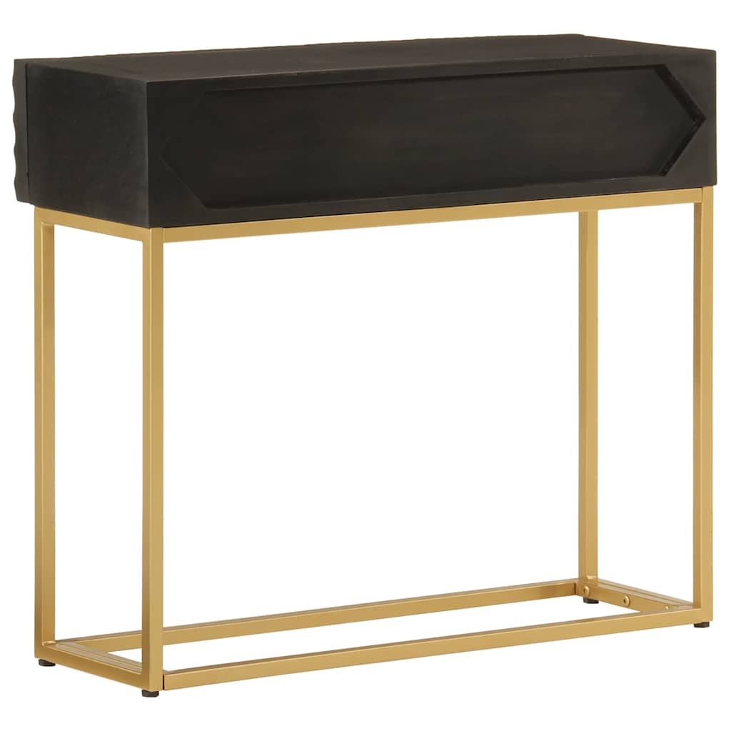 Nachttisch Schwarz 40x30x50 cm Massivholz Mango und Eisen