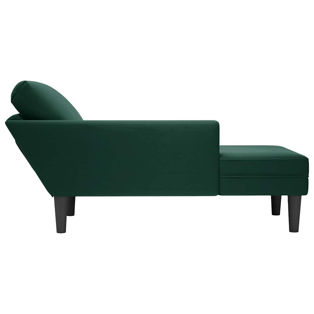 Chaiselongue mit Kissen und Rechter Armlehne Blau Samt