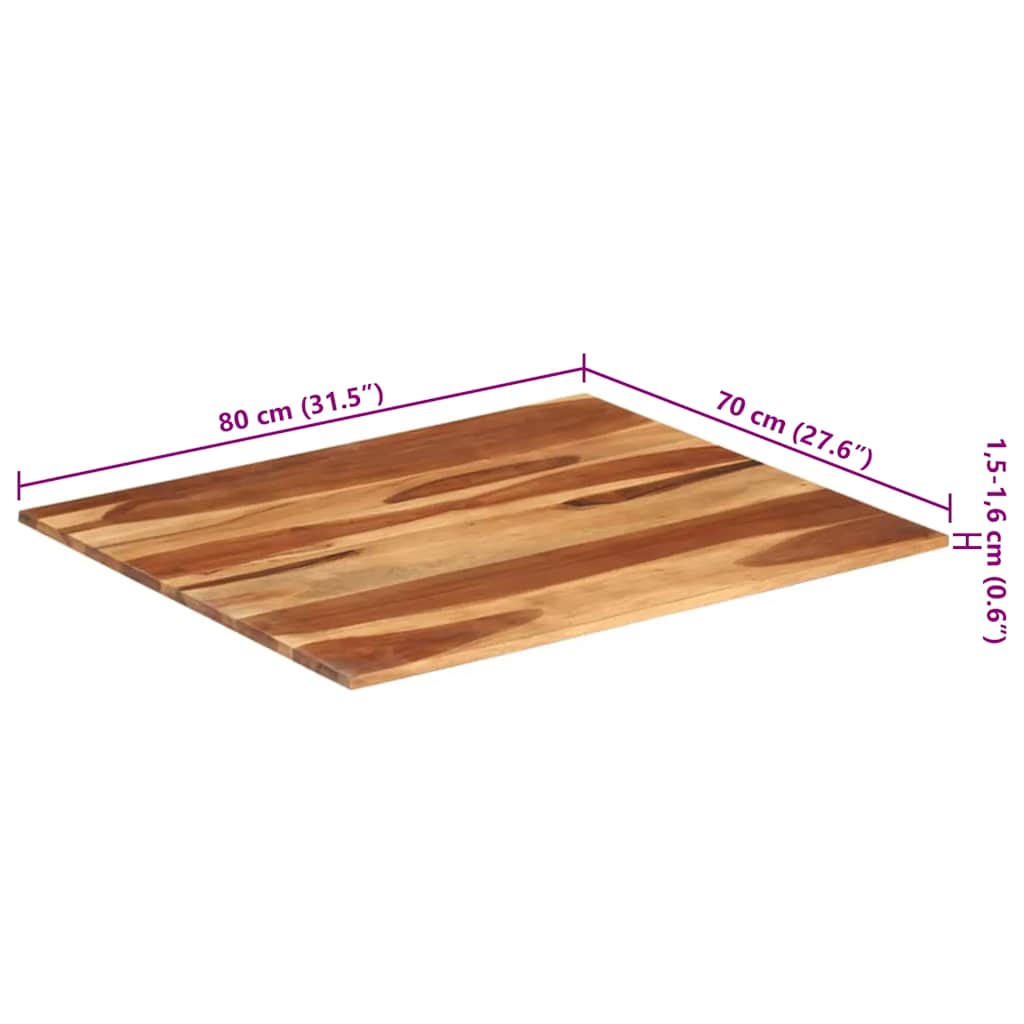 Tischplatte Massivholz Akazie 15-16 mm 60x80 cm
