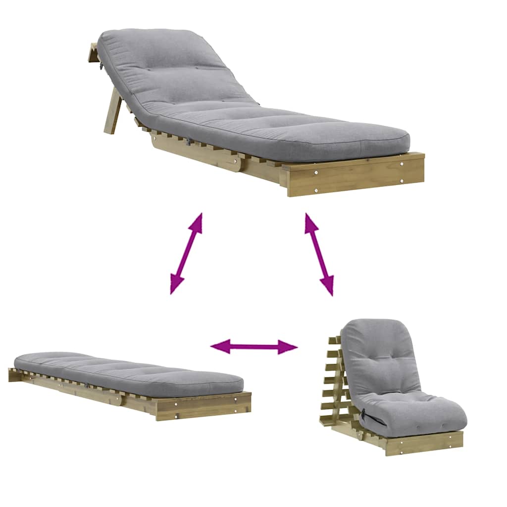Futon Schlafsofa mit Matratze Braun 70x206x11 Massivholz Kiefer