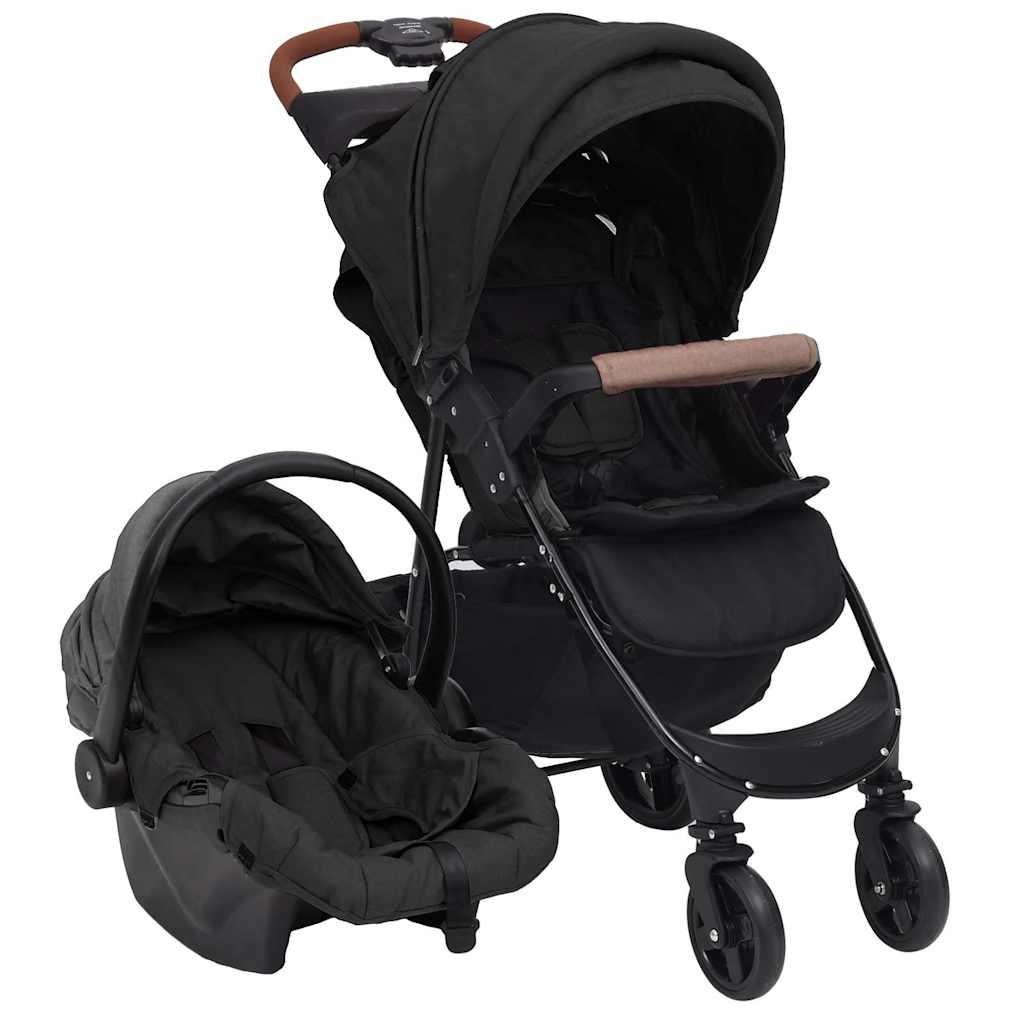 2-in-1 Kinderwagen Hellgrau Stahl