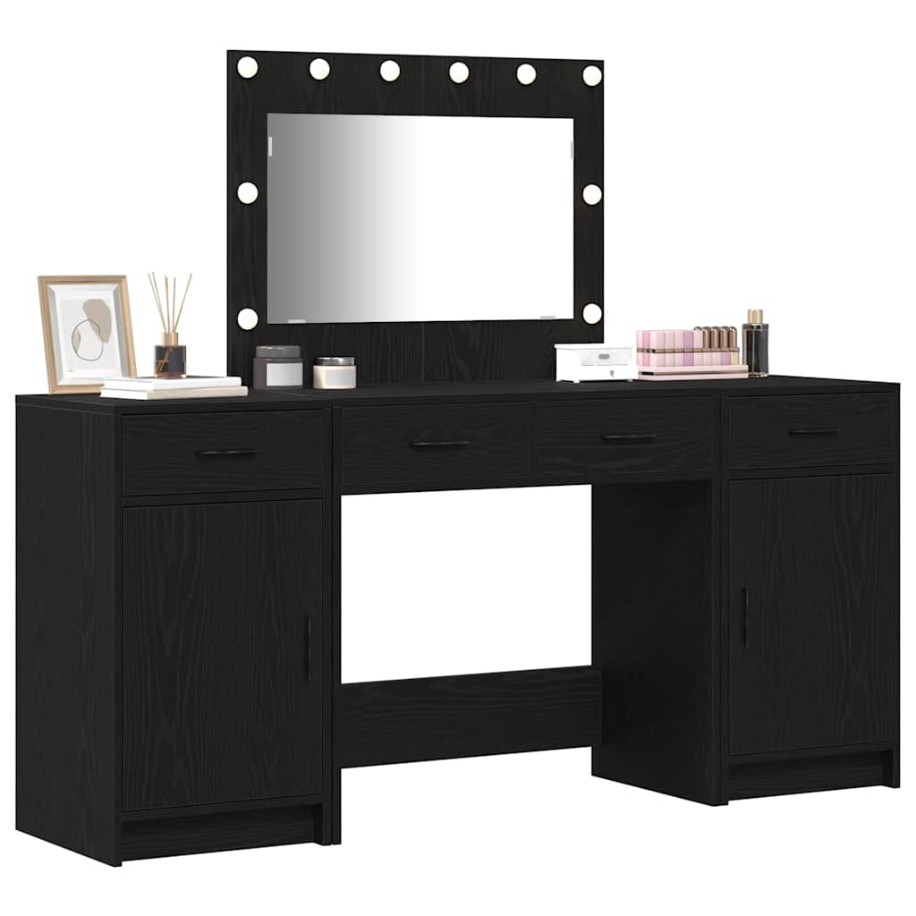Schminktisch mit Spiegelbeleuchtung 3 pcs Weiß Holzwerkstoff
