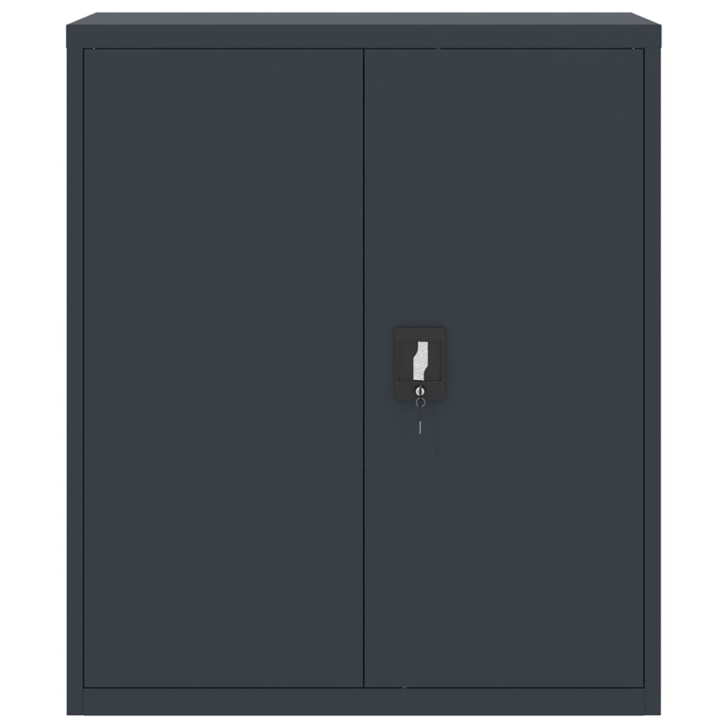 Aktenschrank mit 2 Türen Grau 90 cm Stahl