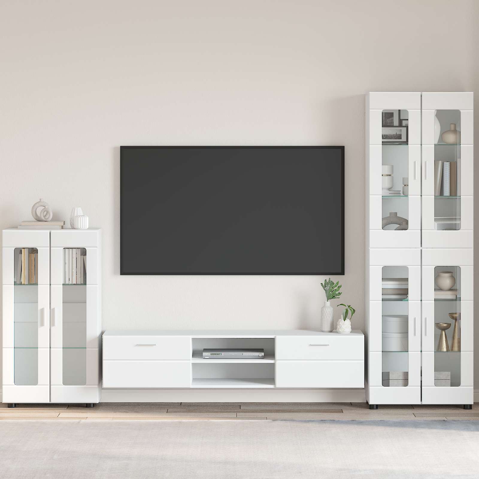 Highboard mit Regal FLORIN Weiß 60 x 35 x 182 cm Holzwerkstoff