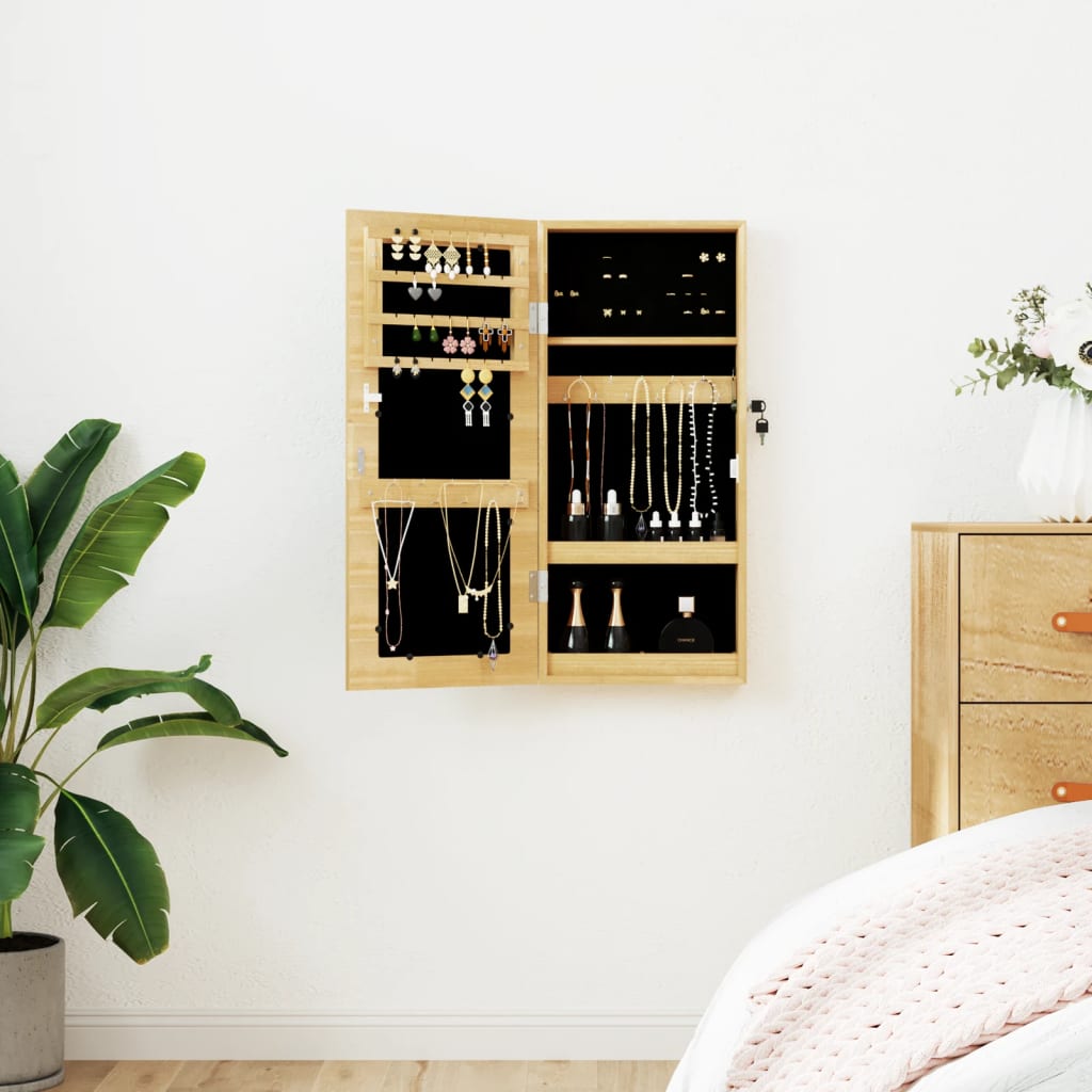 Schmuckschrank mit Spiegel Wandmontage Weiß 30x8,5x67 cm