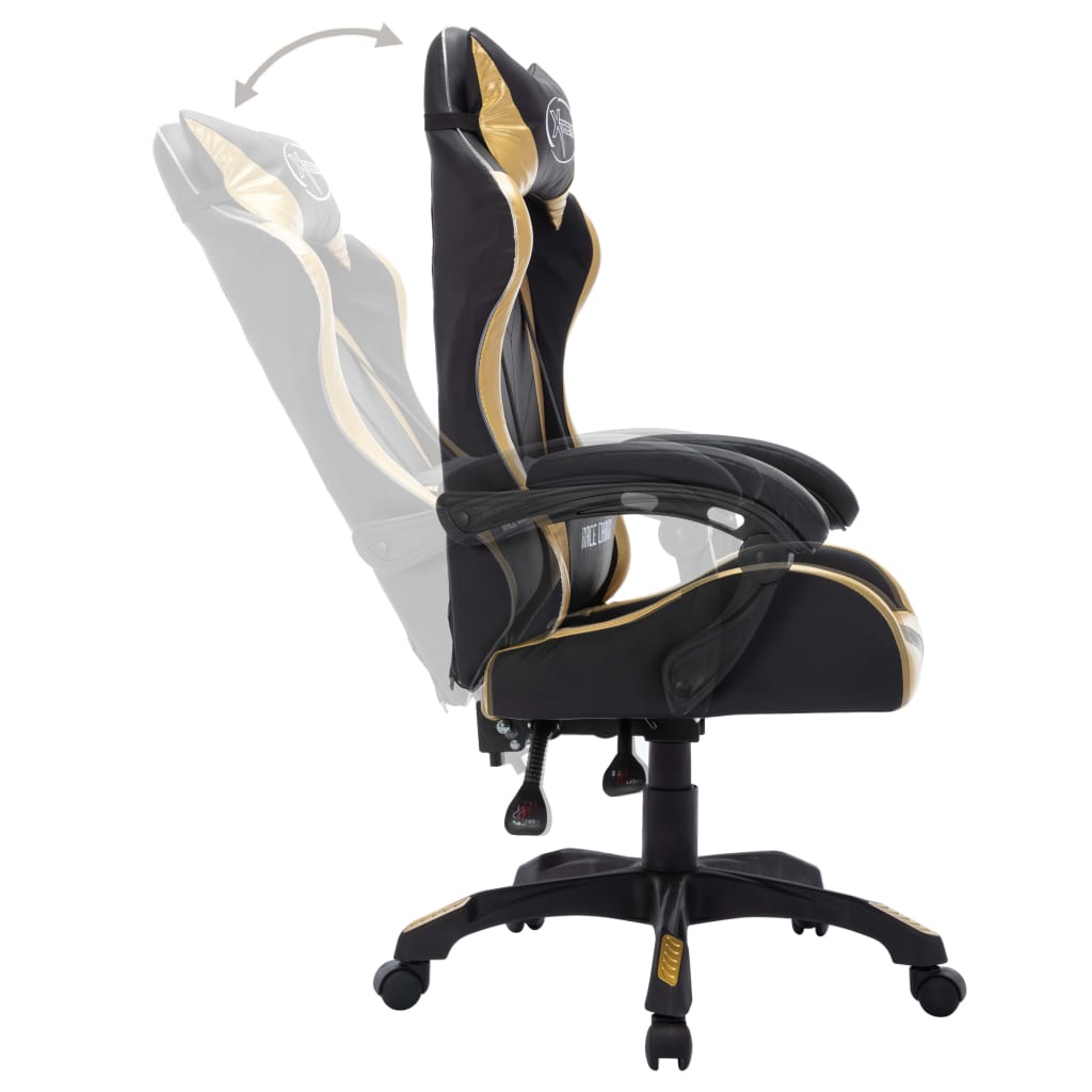 Gaming-Stuhl mit RGB LED-Leuchten Blau und Schwarz Kunstleder