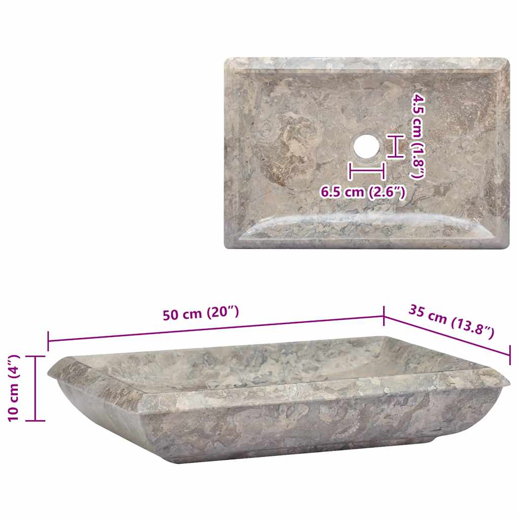 Waschbecken Creme 50x35x10 cm Marmor