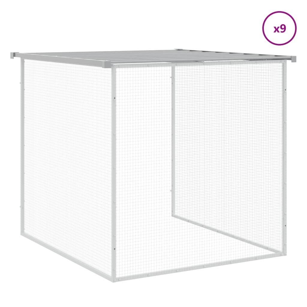 Hühnerkäfig mit Dach Anthrazit 203x98x90 cm Verzinkter Stahl