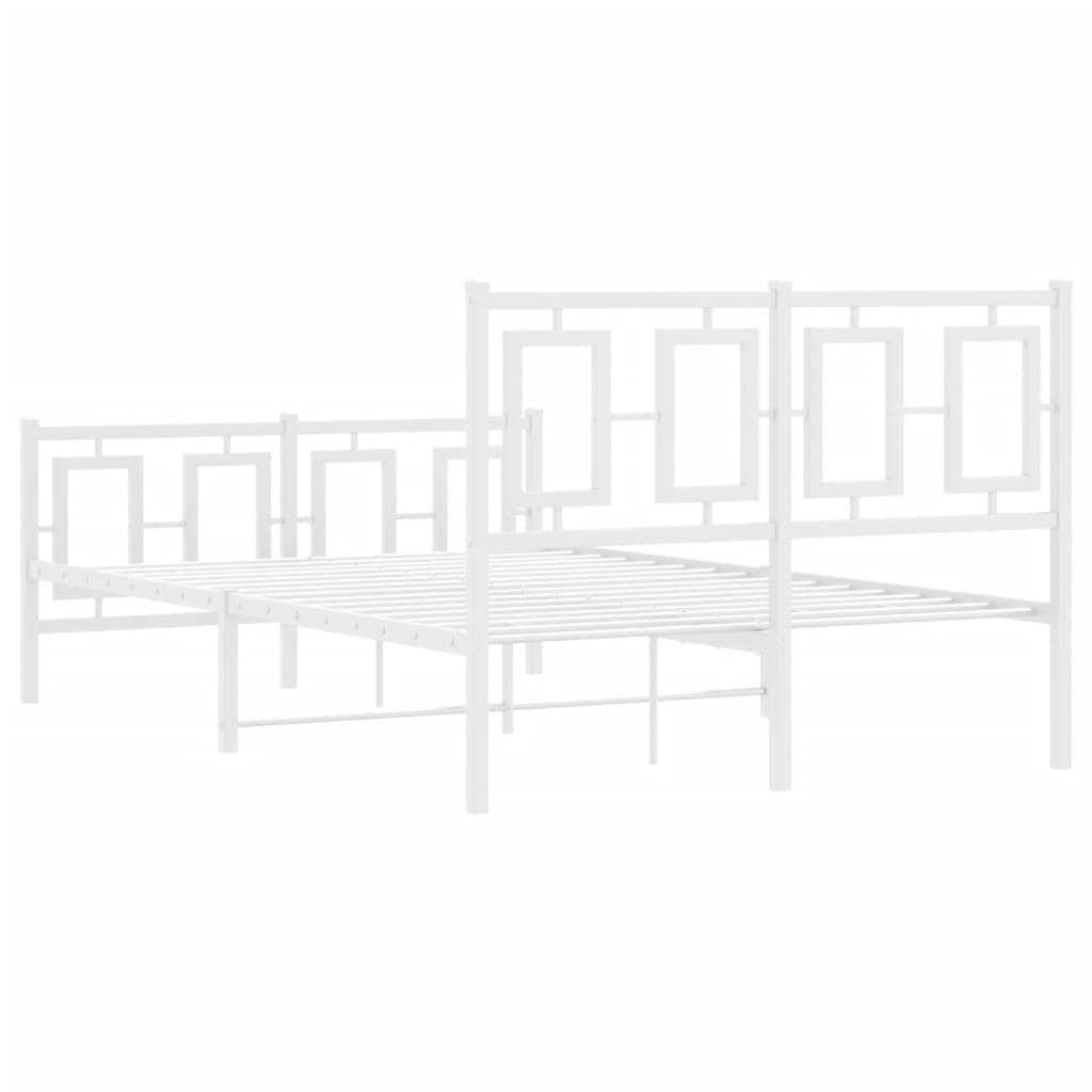 Bettgestell mit Kopf- und Fußteil Metall Weiß 180x200 cm