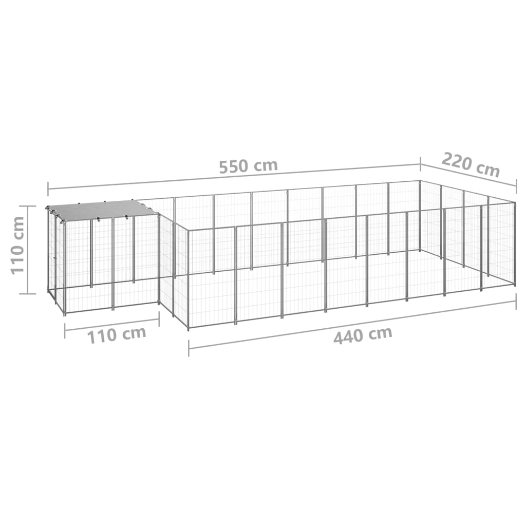 Hundezwinger Schwarz 6,05 m² Stahl
