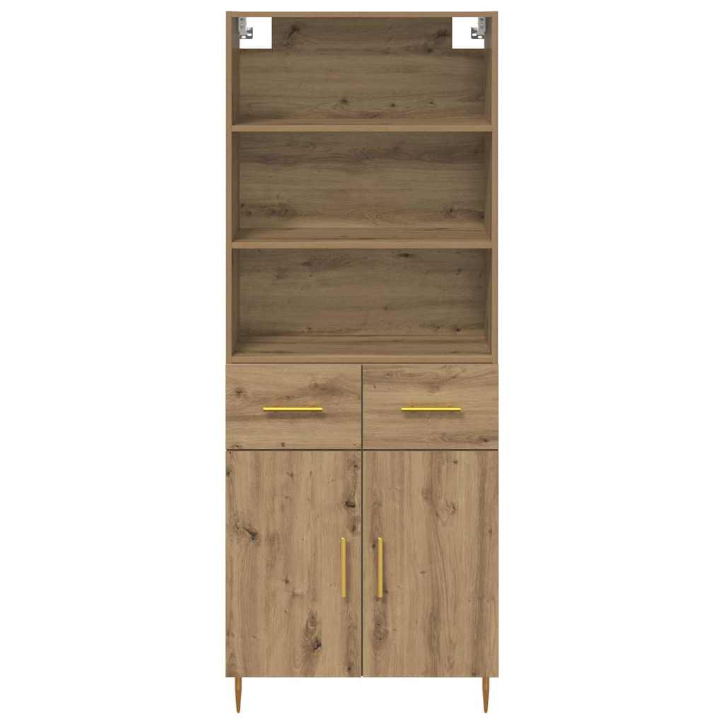 Highboard Hochglanz-Weiß 69,5x34x180 cm Holzwerkstoff