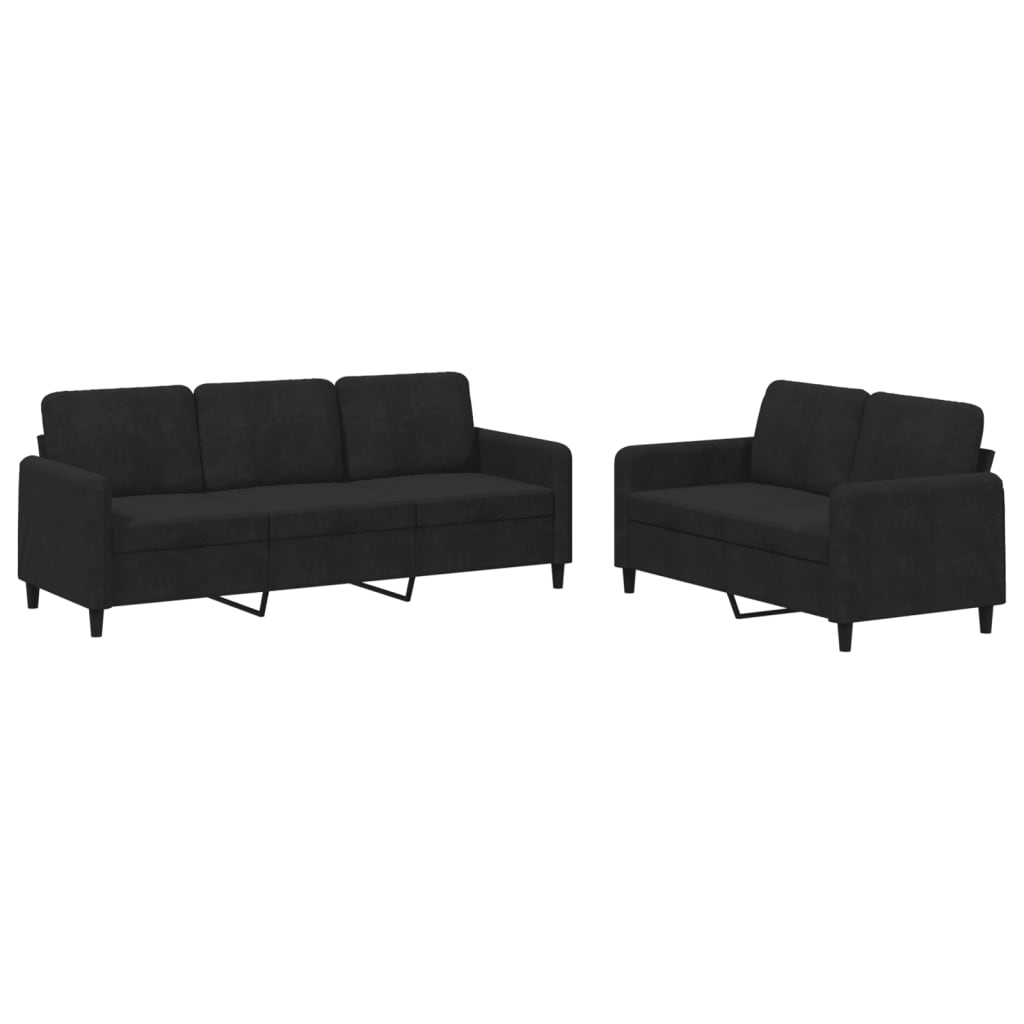 3-tlg. Sofagarnitur Dunkelgrün Samt