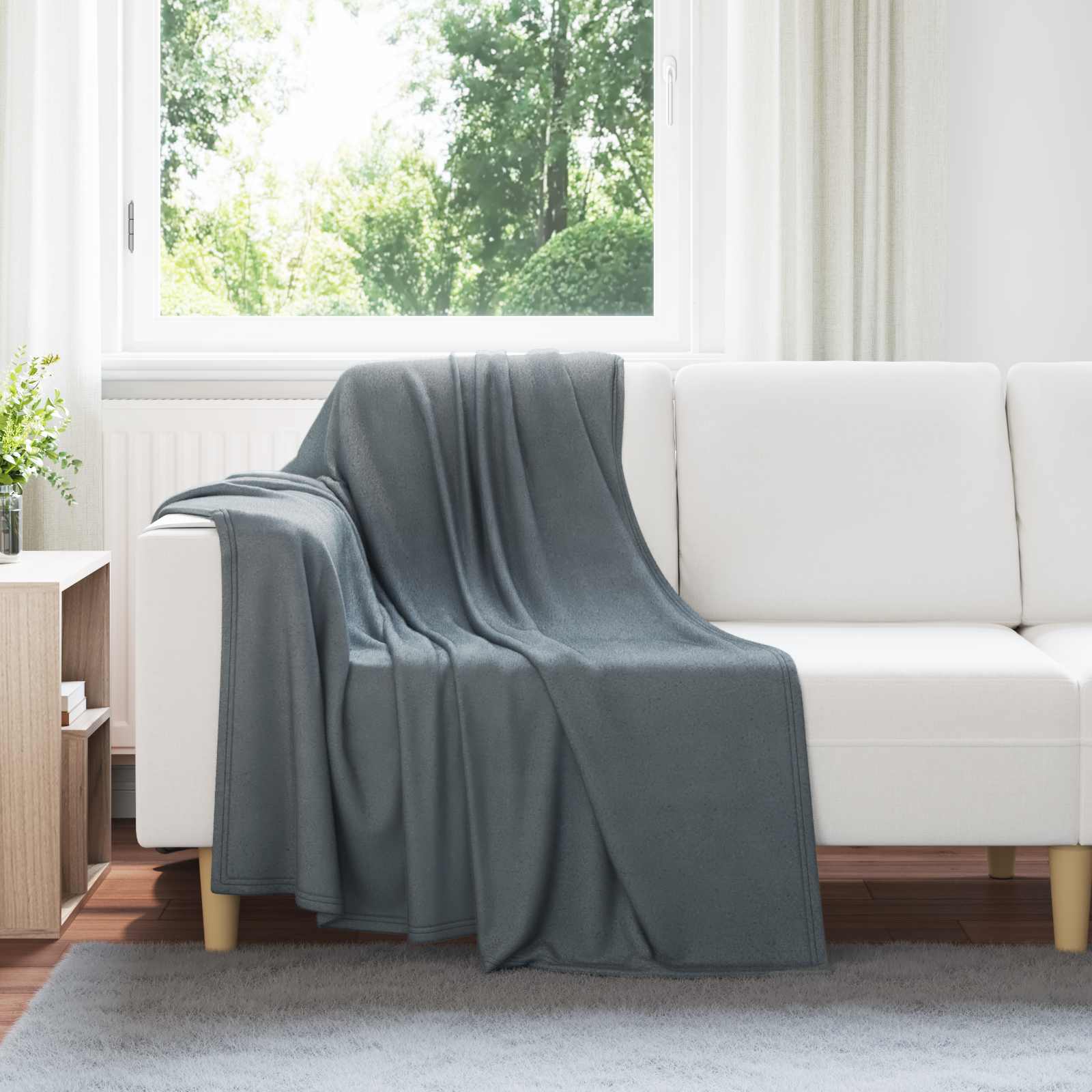 Überwurfdecke Beige 170 x 130 cm Fleece