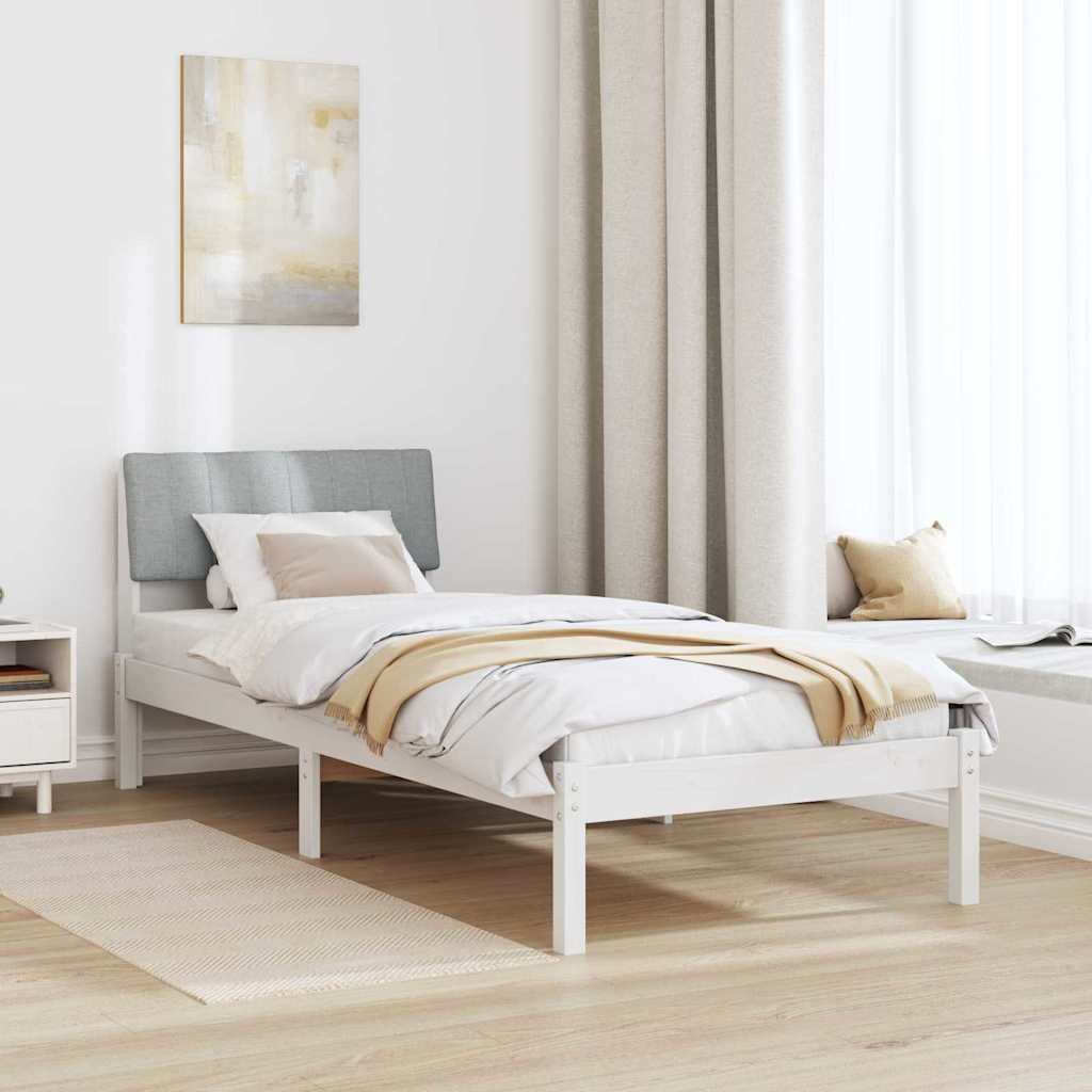 Bettgestell Braun und hellgrau 200 x 200 cm Massivholz Kiefer