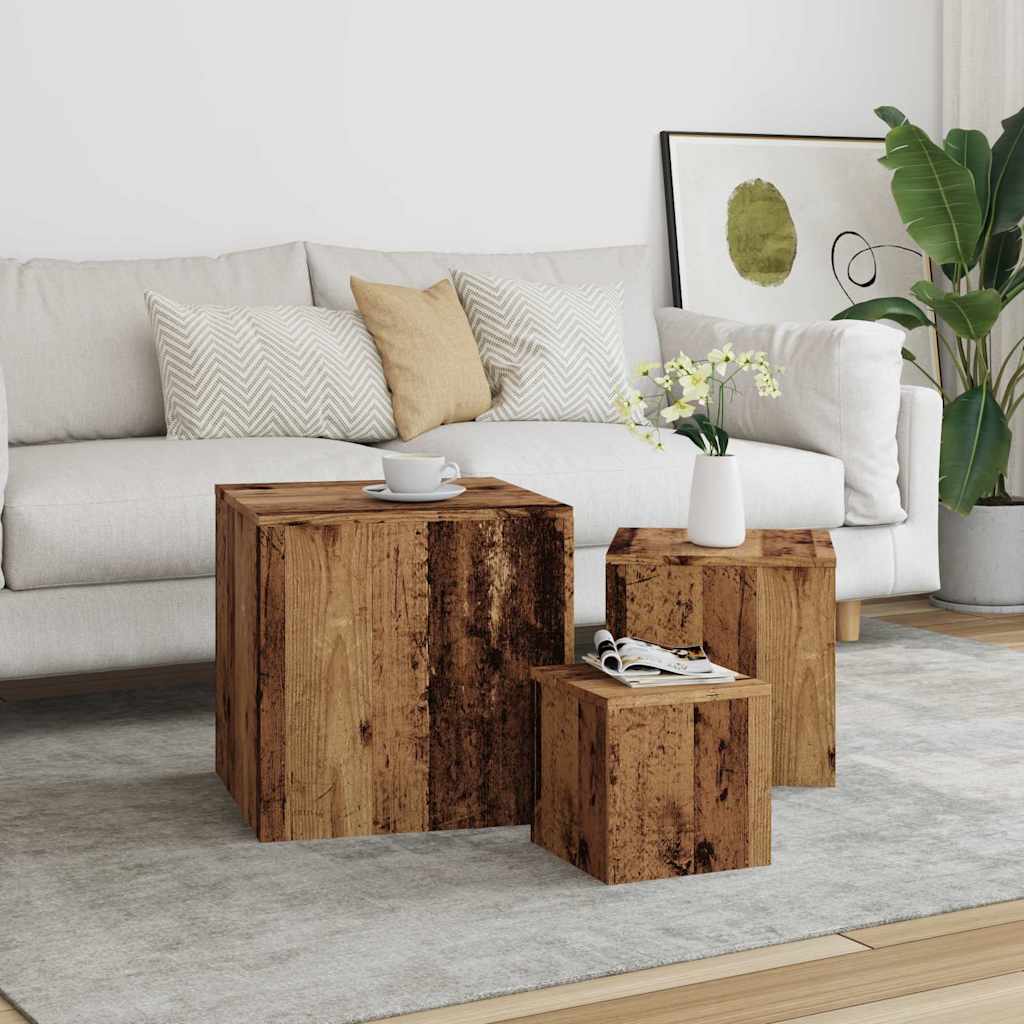 Beistelltische 3 Stk. Weiß Holzwerkstoff