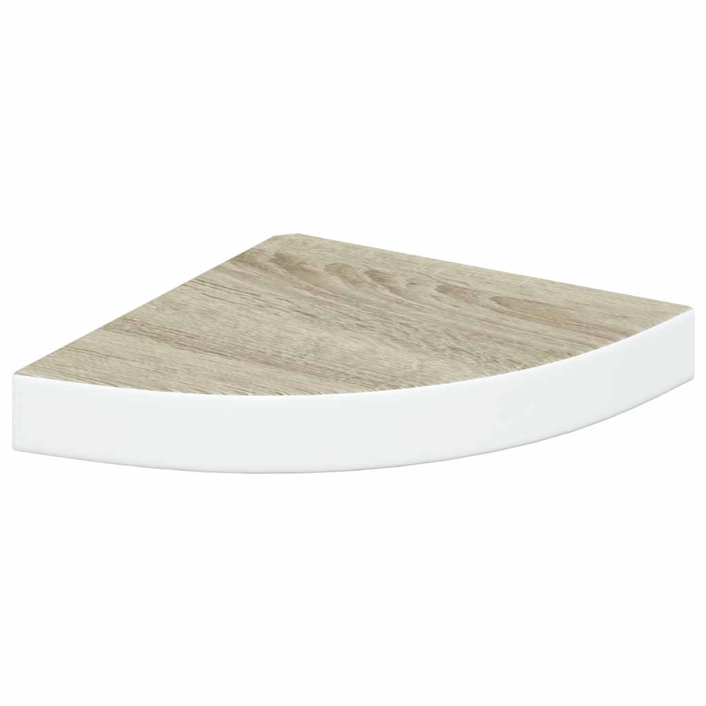 Schwebende Eckregale 2 Stk. Hochglanz-Weiß 25x25x3,8 cm MDF