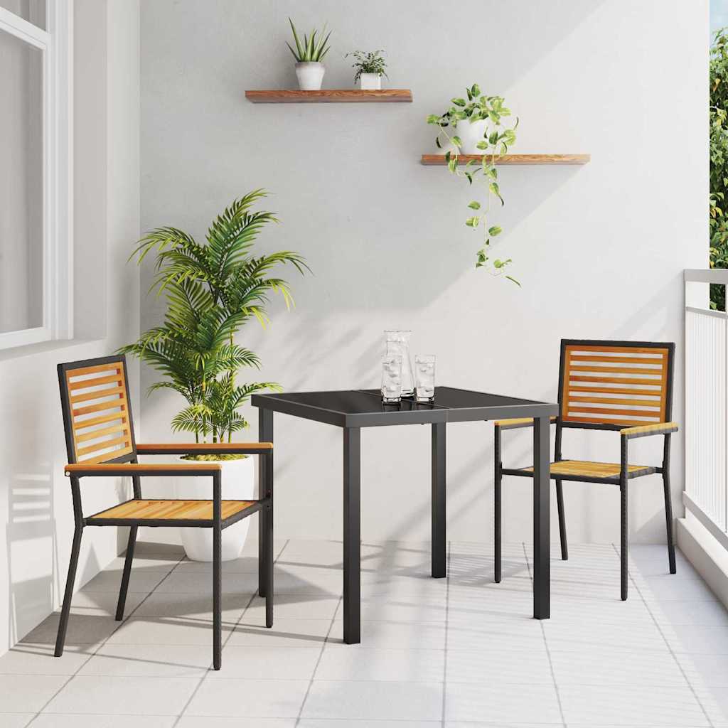 Garten Stapelstühle 4 pcs Braun und Schwarz 54 x 56 x 90 cm